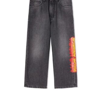 Palm Angels Men's Gray Jeans with Red Logo